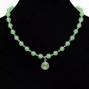 Women's Chain Green Imitation Crystal Beads Strand Choker Necklace